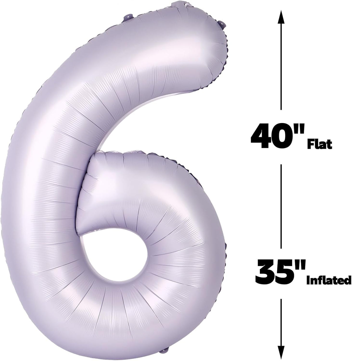 Lavender 40 Inch Mylar Foil Number 6 Balloon, Birthday Digital Balloons for 6 16 Boy Girl Party