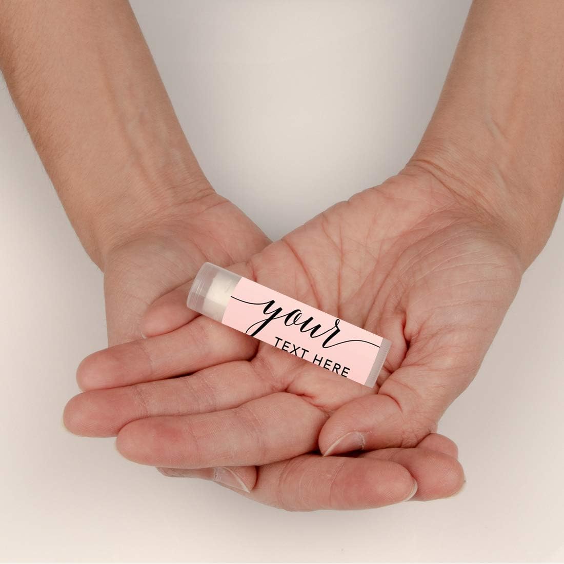 Andaz Press Personalized Blush Pink Rose Elegant Party, Lip Balm, Your Text Here, 12-Pack, Custom