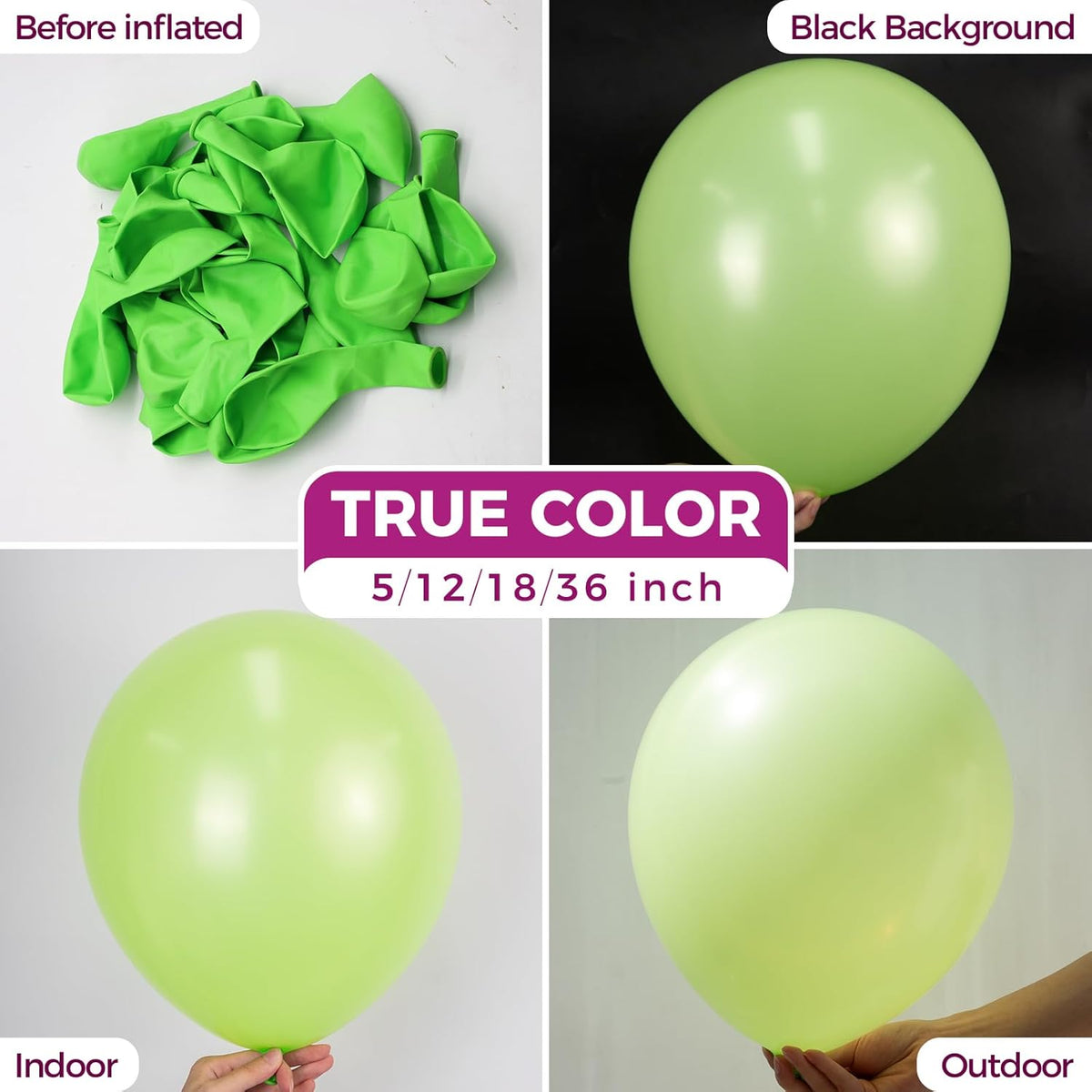 Bezente Lime Green Balloons 18 Inch- 30 Pack Large Thick Green Balloons Big Round Light Green Latex