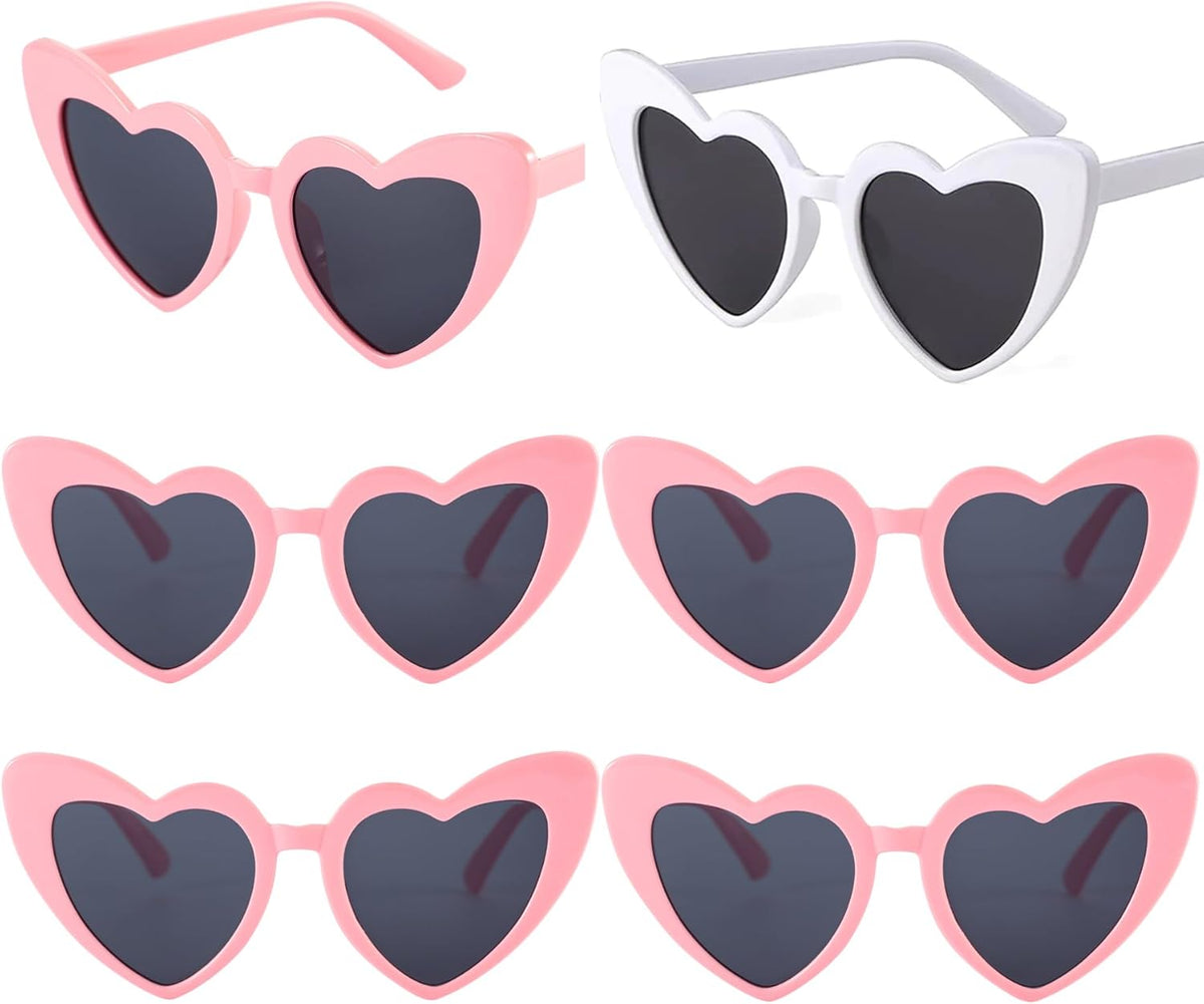 Bachelorette Party Favor Sunglasses 6 Pack,Retro Cat Eye Heart Sunglasses for Women,Bridesmaid