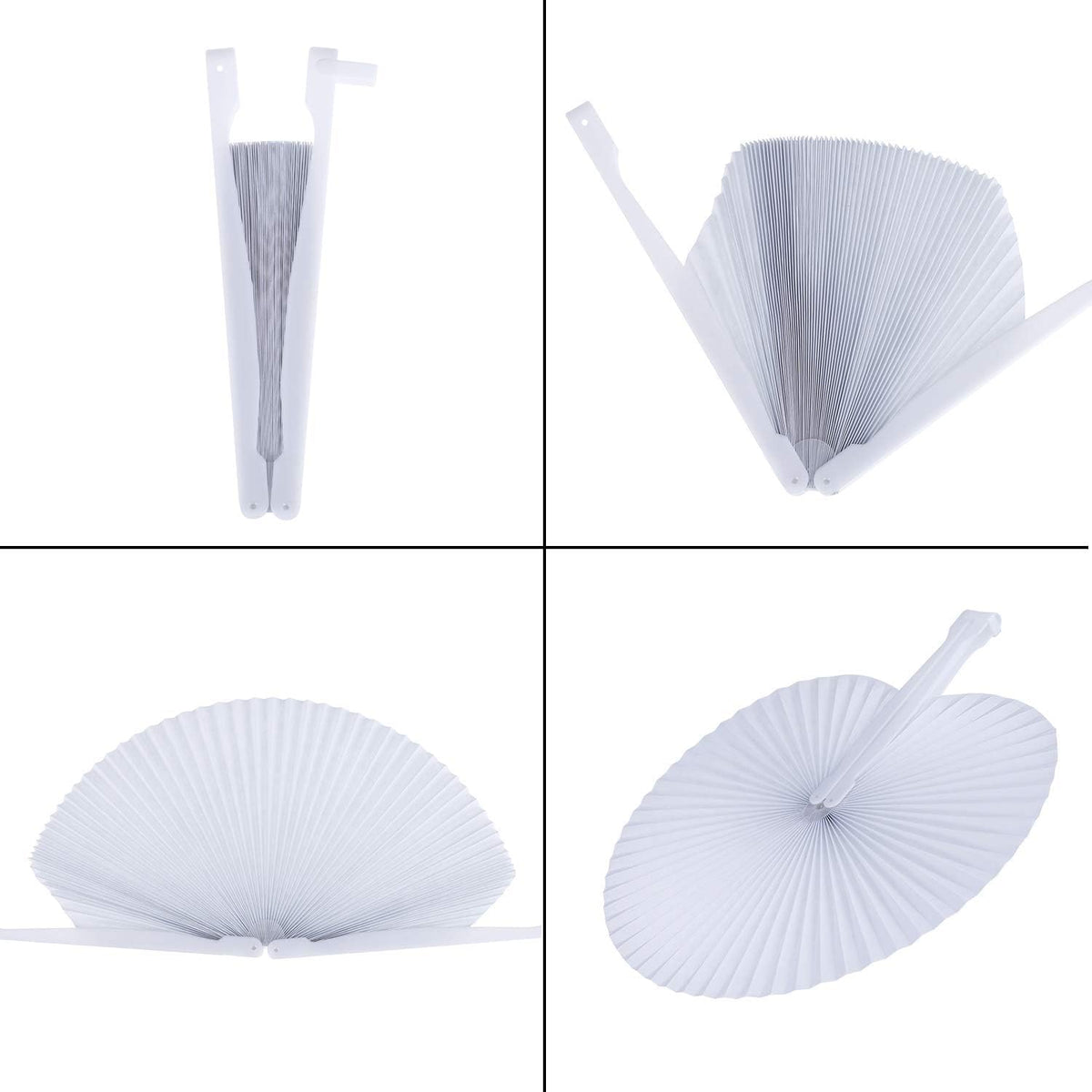 Pangda 24 Pack Folding Fans Round Paper Fans Assortment with Plastic Handle for Wedding Favor Party