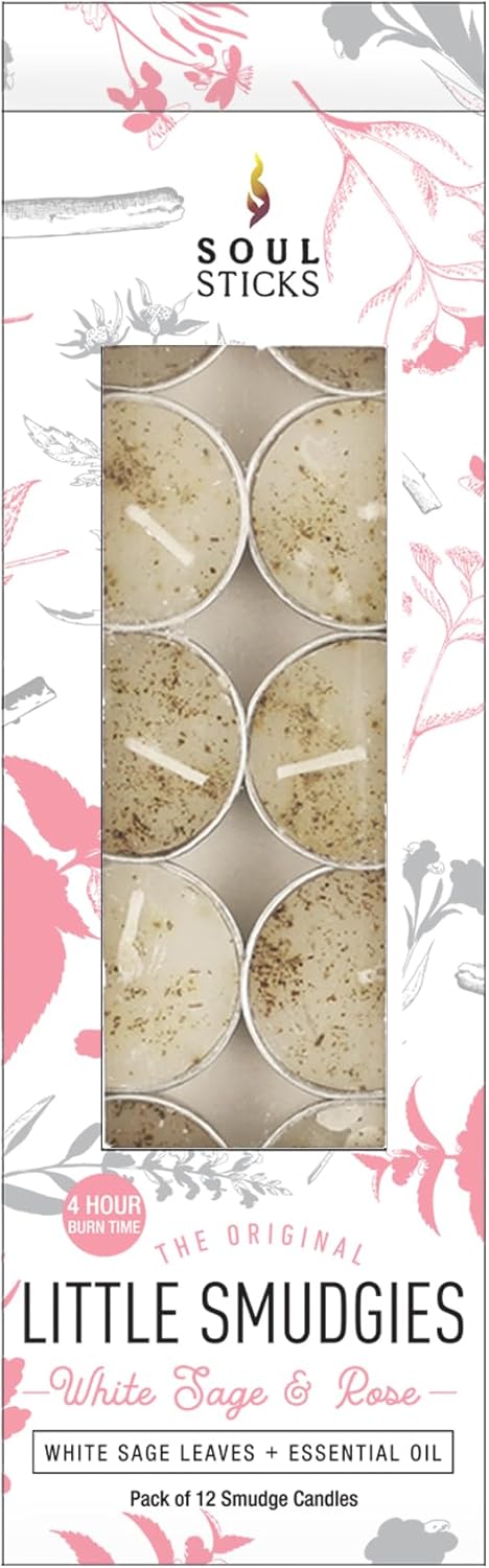 SOUL STICKS 12 Pack Little Smudgies Tealight Candles Smudge Candle for Cleansing House, Meditation