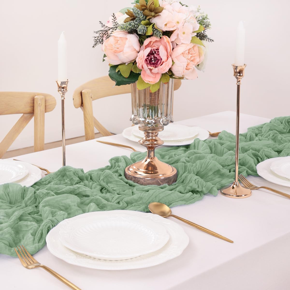 Sage Green Table Runner Cheesecloth Table Runner 10FT Farmhouse Table Runners 120 Inches Fall Table