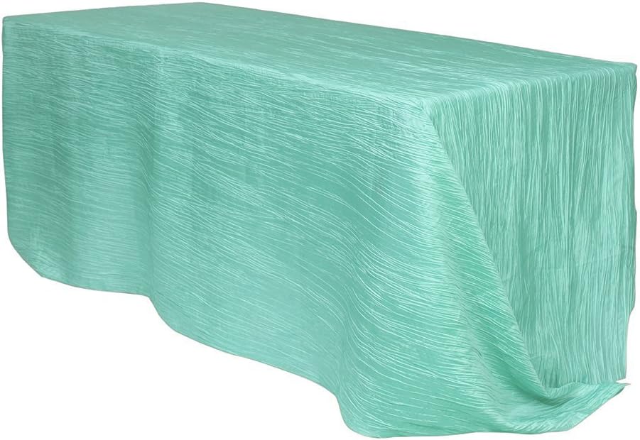 YOUR CHAIR COVERS - 90 x 156 inch Rectangular Crinkle Taffeta Tablecloth - Robin Egg, Rectangle