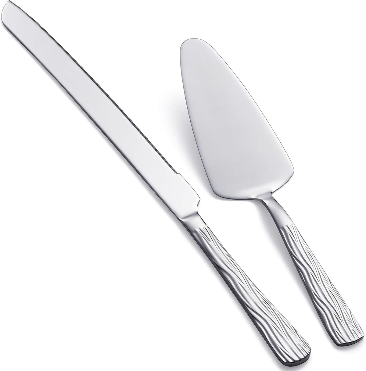 Silver Cake Cutter Set, Stainless Steel Cake Cutting Set Include Cake Knife and Cake Server