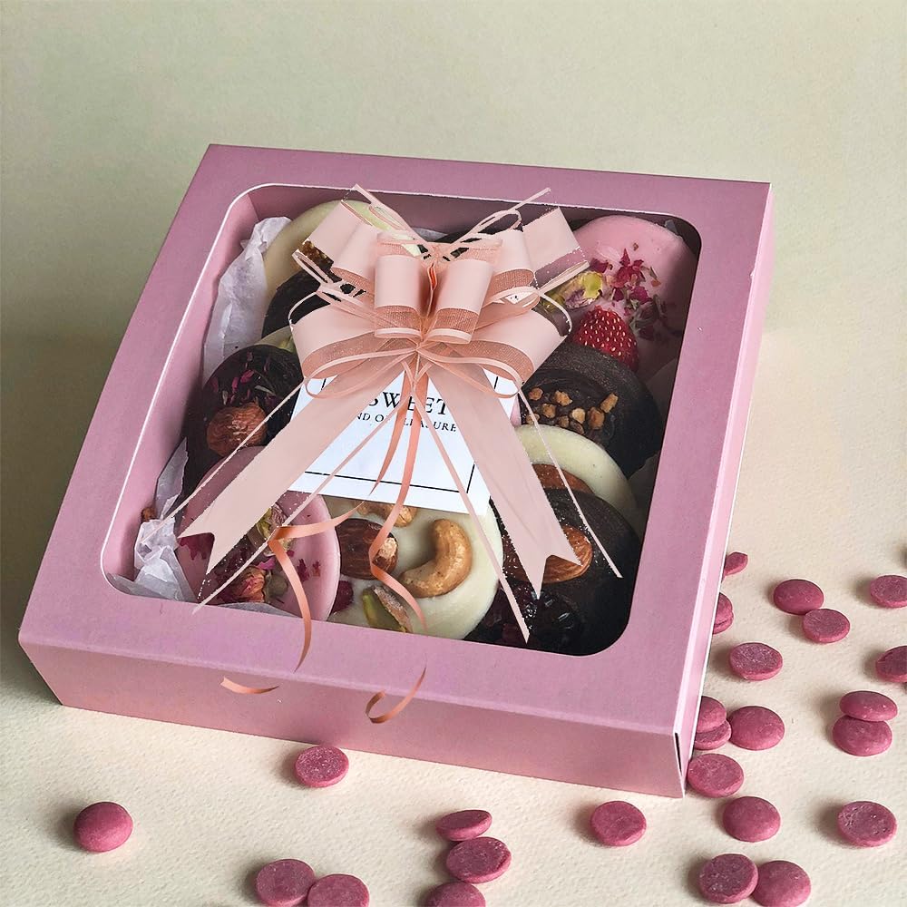 WEWILUCK Pull Bows for Presents - Large Light Pink Gift Bows for Gift Baskets, Flower Paper