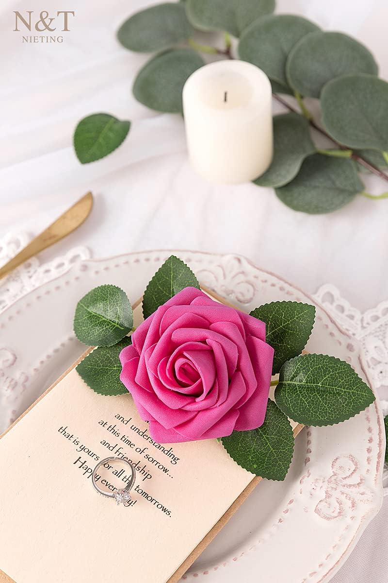 N&T NIETING Artificial Flowers, Foam Roses Perfect for DIY Wedding Bridal Bouquets Centerpieces