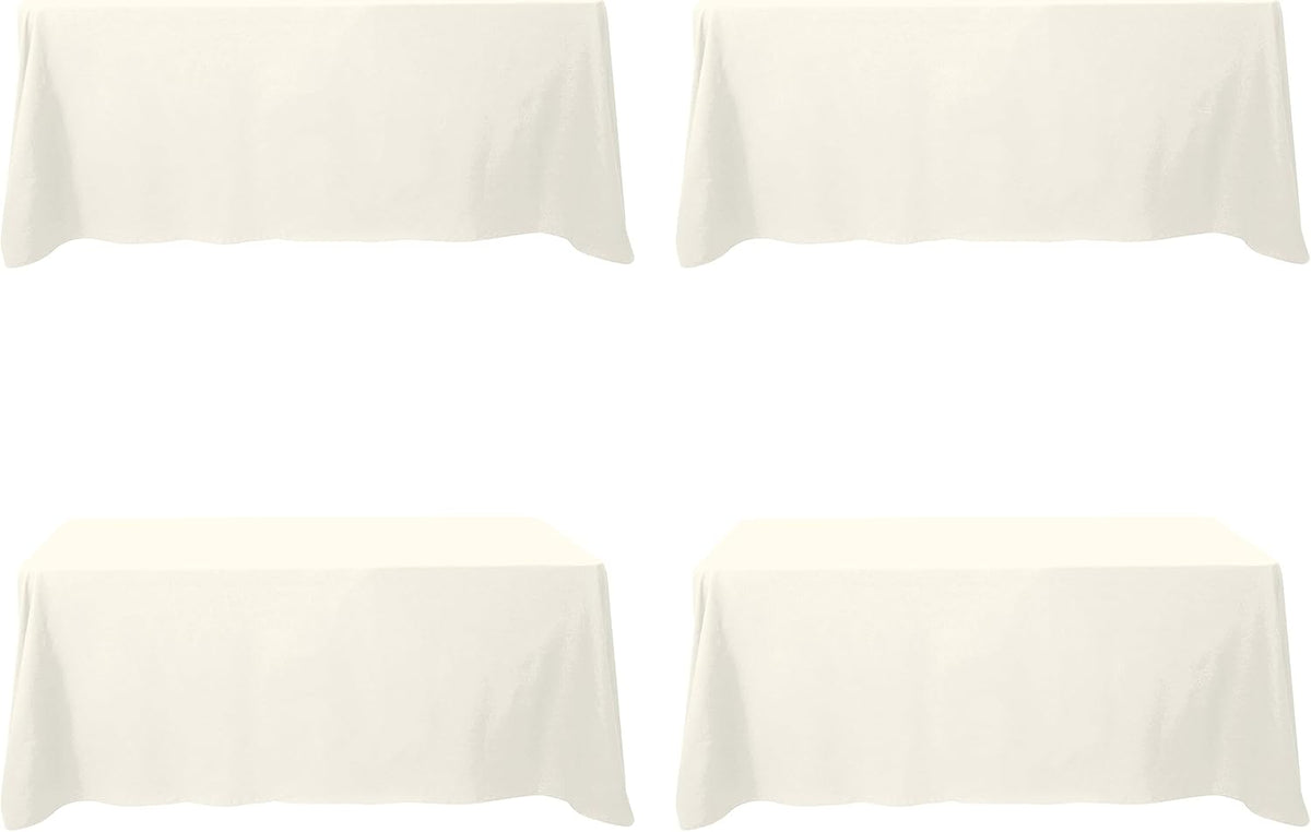BRILLMAX 4 Pack Ivory Tablecloths for 6 Foot Rectangle Tables 90 x 132 Inch - 6ft Rectangular Bulk