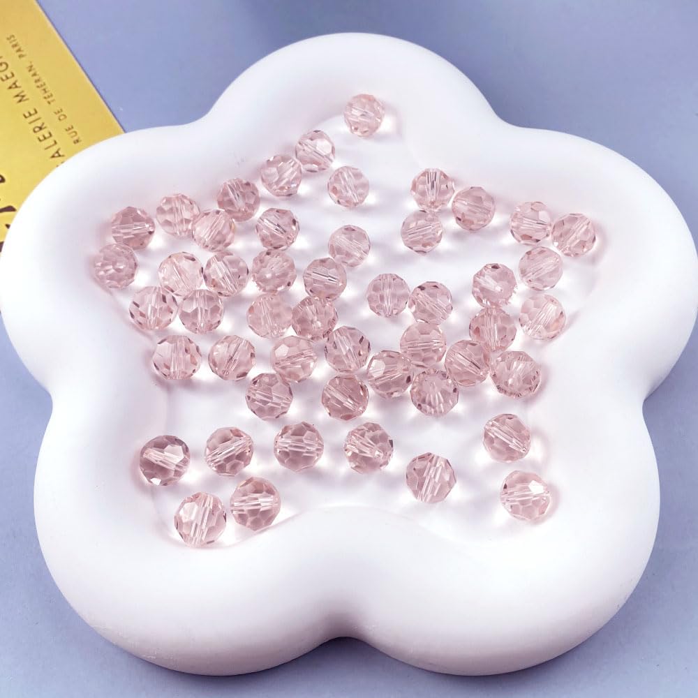 200 PCS 6mm Crystal Glass Beads Round Multiple Faceted Loose Spacer Glass Beads for DIY Handcrafte