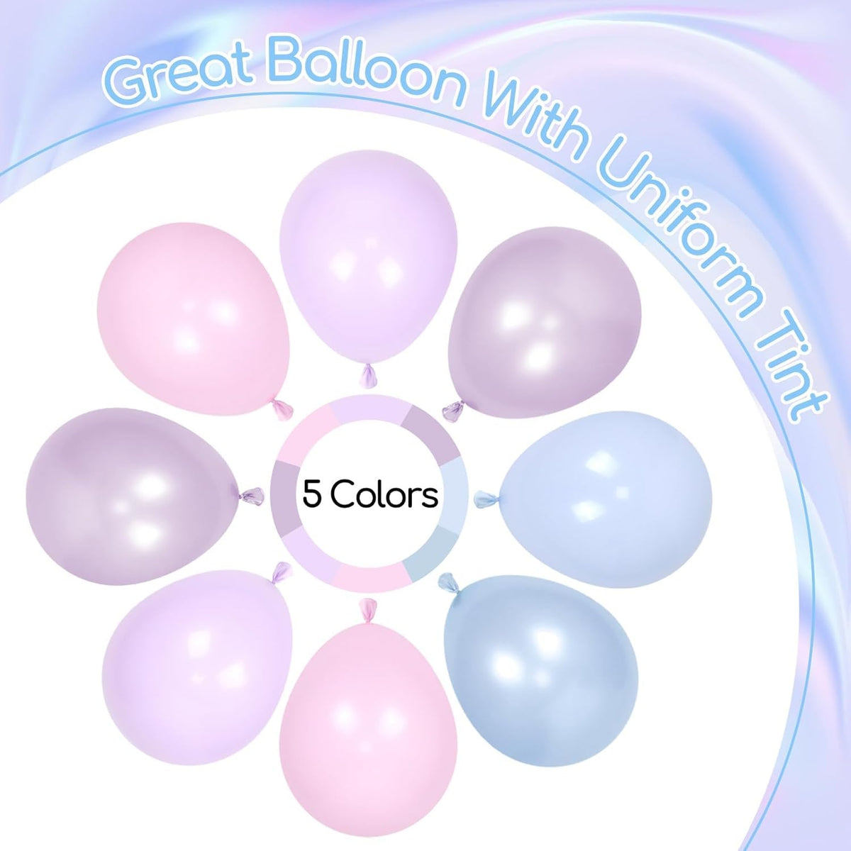 60pcs Pearl Pink and Blue Purple Balloons 12inch, Frozen Mermaid Balloons with Pastel Balloon for