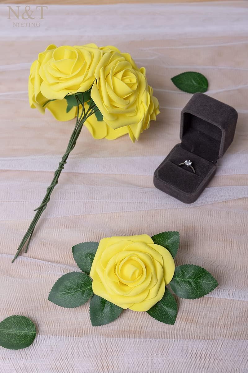 N&T NIETING Artificial Flowers, 25Pcs Fake Flowers Roses Perfect for DIY Wedding Bouquets