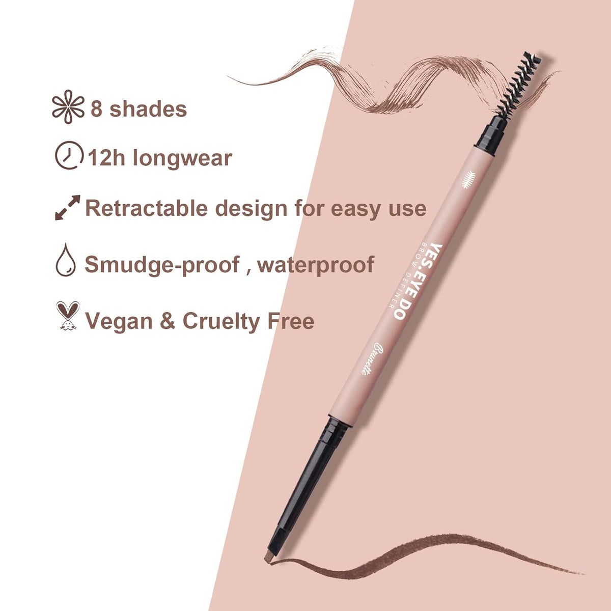 Grey Eyebrow Pencil for Older Women, Dual-Ended Gray Eyebrow Pencil for Grey Hair with Spoolie