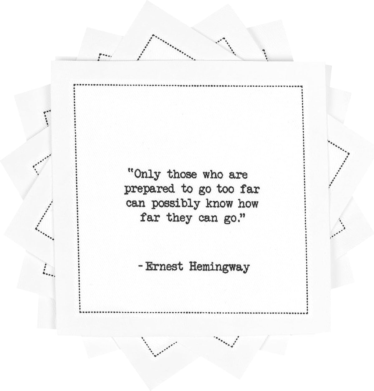 Five Star Napkins Hemingway Quotes, White Cotton Cocktail Napkins, Beverage Napkins, Bar Napkins