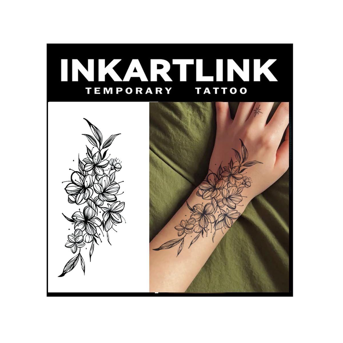 INKARTLINK Tattoo Tech, 2 Sheets Large Semi Permanent Tattoo, Adult Art Design Temporary Tattoos