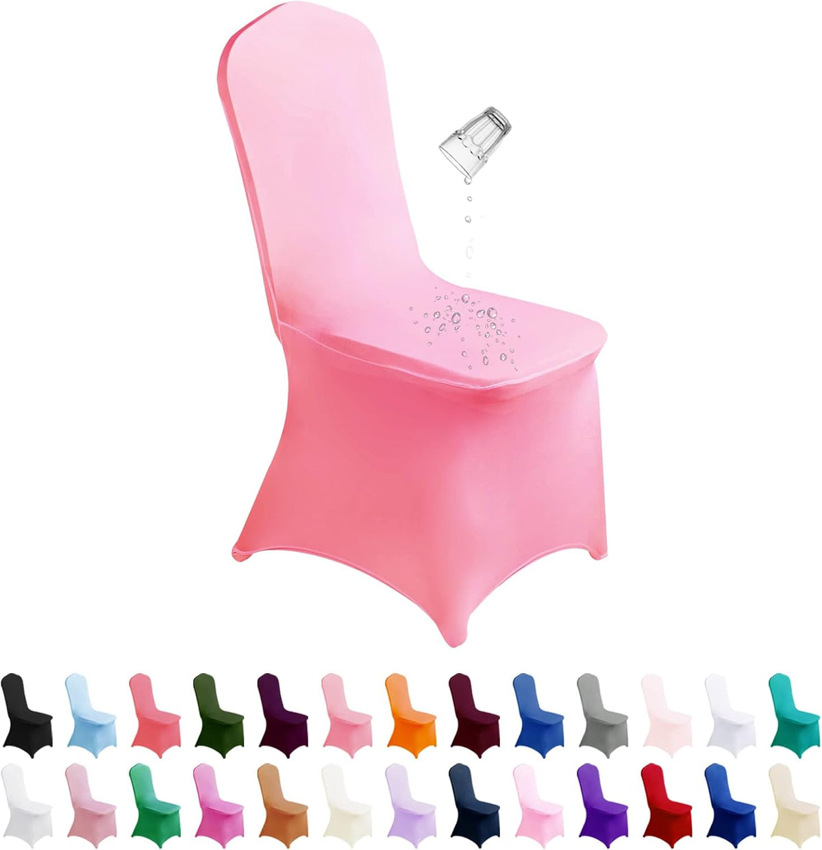 SUPERO Waterproof Spandex Chair Cover 12PCS, Stretch Dining Chair Covers, Polyester Outdoor Chair