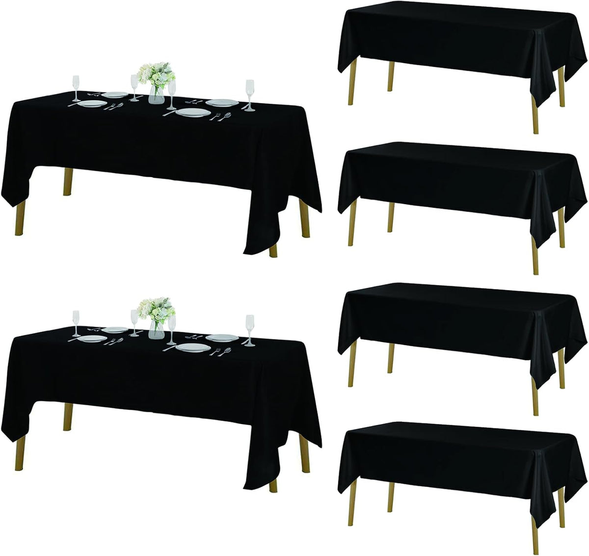 Fokitut 6 Pack Rectangle Tablecloth, 60x120 Inch, Stain Resistant and Wrinkle Polyester Table