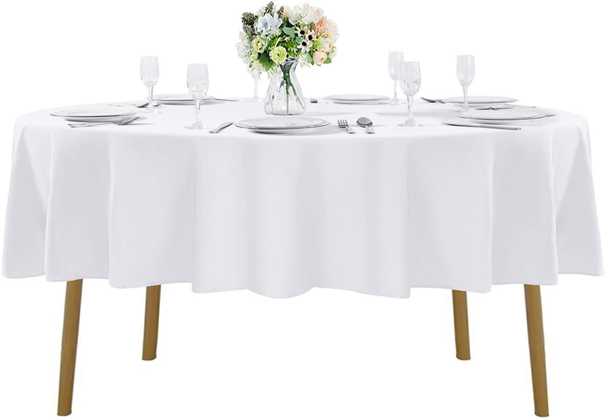 Cupuamon 90 inch Round Tablecloth Washable Polyester Table Cloth Decorative Table Cover for Wedding