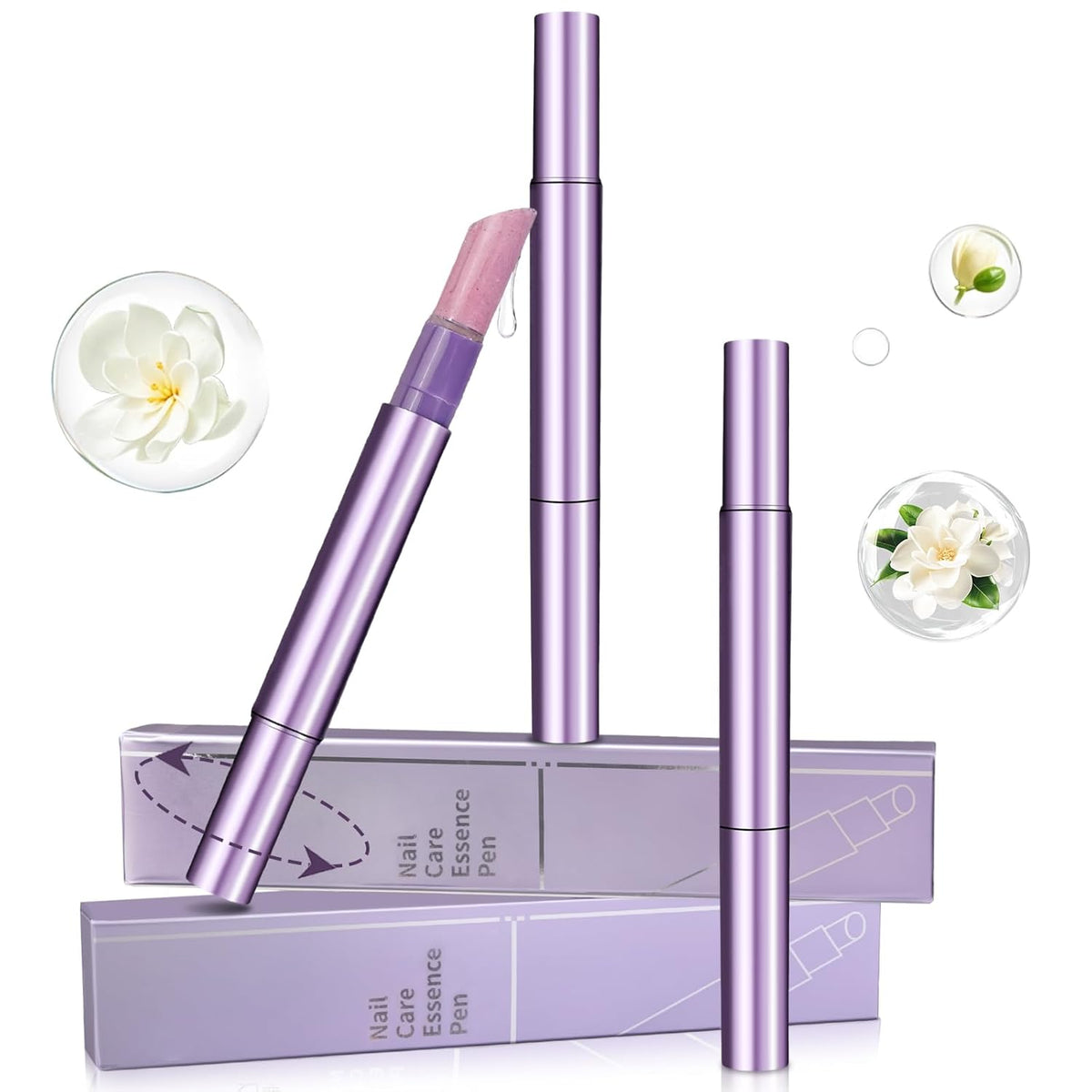 3-in-1 Cuticle Oil Pen, Cuticle Pusher Nail Oil Pen with Rotating Design, Nail Care Pen, Nail