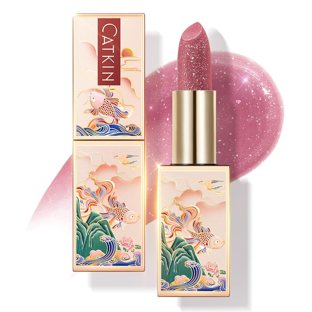 CATKIN Tinted Lip Balm Glitter Lip Stain Ultra Hydrating Lip Moistrurizer Lip Care with Vitamin E