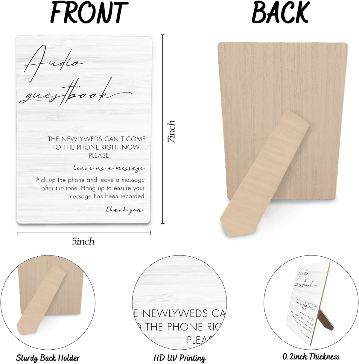 Audio Guestbook Sign, Wedding Guestbook Wooden Sign Stand 5x7inch, Message Audio Guest Book Wedding