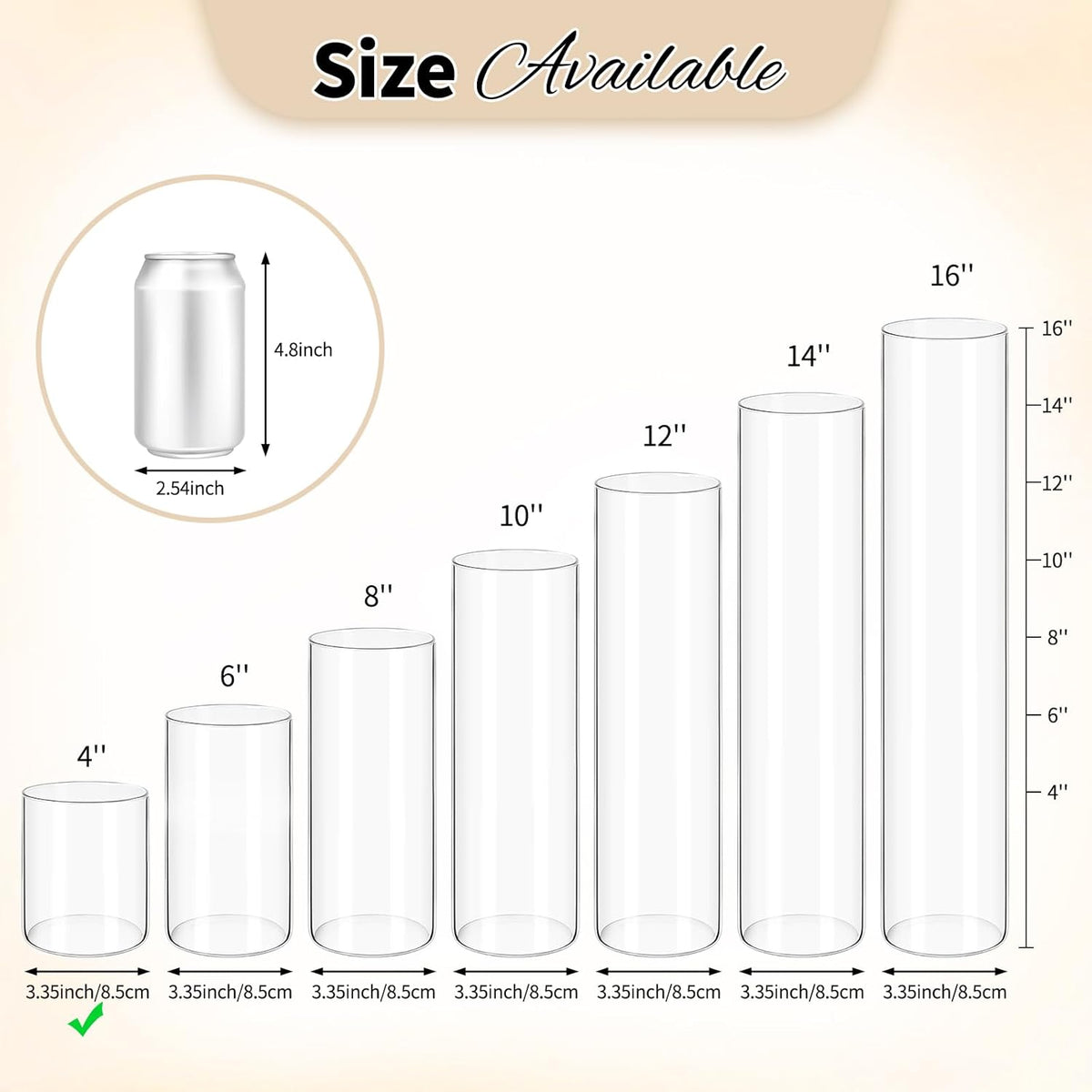 12Pack Glass Cylinder Vases for Centerpieces - 4 Inch Small Flower Vase for Wedding Decorations