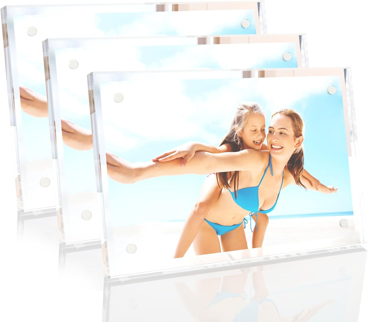 HELPLEX Picture Frames, 3 Pack 5x7 inch Acrylic Picture Frame Clear 5 x 7 Photo Frames Magnetic