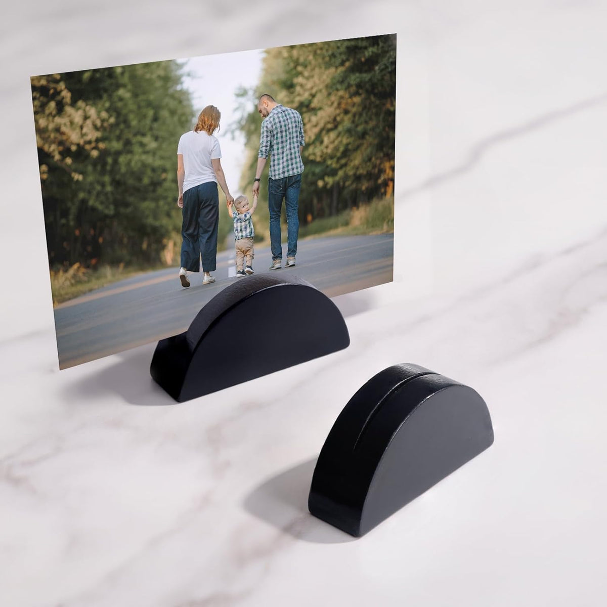 UNIQOOO 10 Set 2" Arch Black Birch Wood Stand with Cards |1.2mm Slot, for Name Cards, Place Card