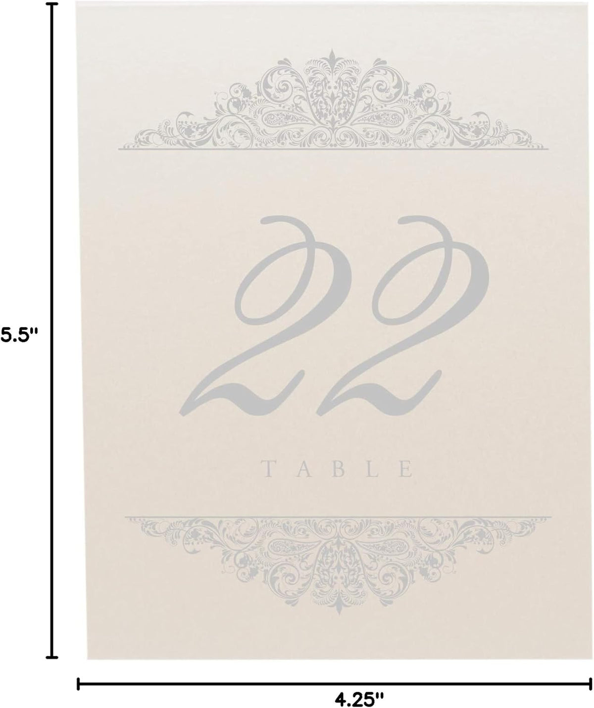 Paisley Wedding Table Numbers (Select Color/Quantity), Champagne, Silver, 1-75, Double Sided, Tent