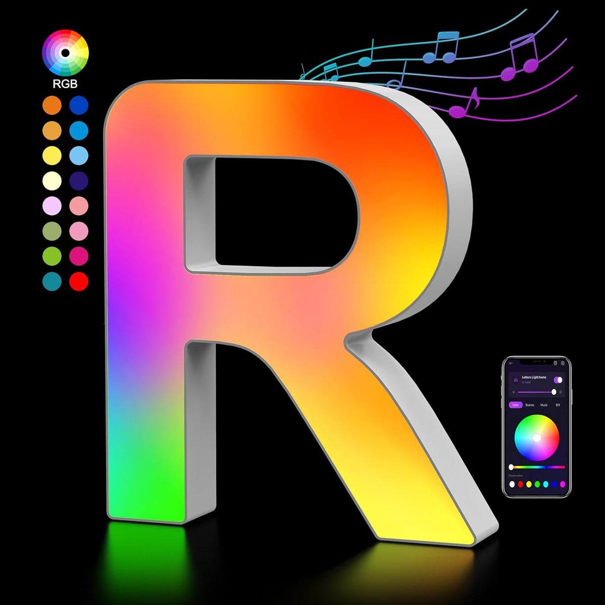 OJQ Light Up Letters LED Letter - Marquee Letters Room Decor Alphabet Letter Music Sync Color