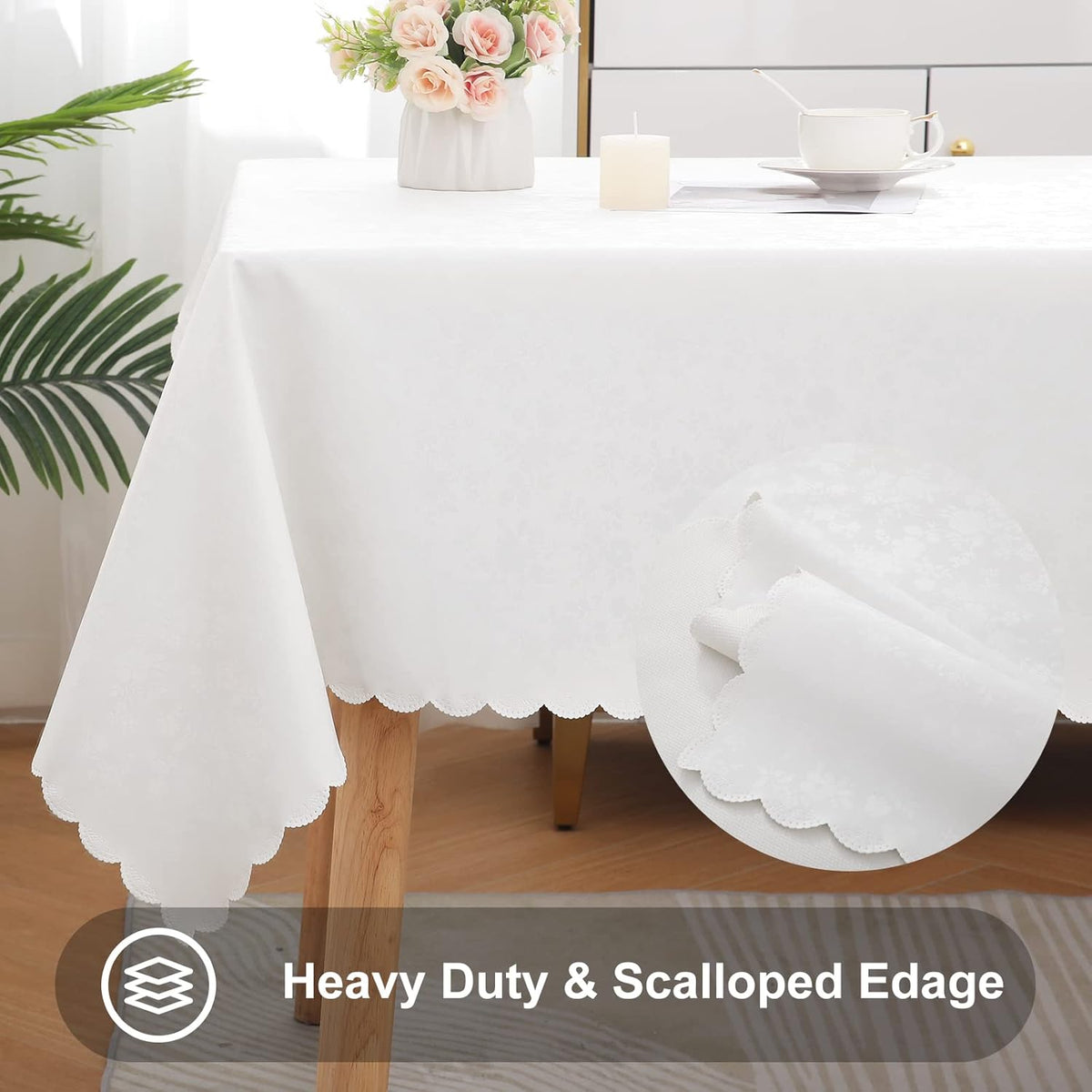 Smiry Square Table Cloth, Waterproof Heavy Duty Vinyl Tablecloths, Wipeable Washable Table Cover