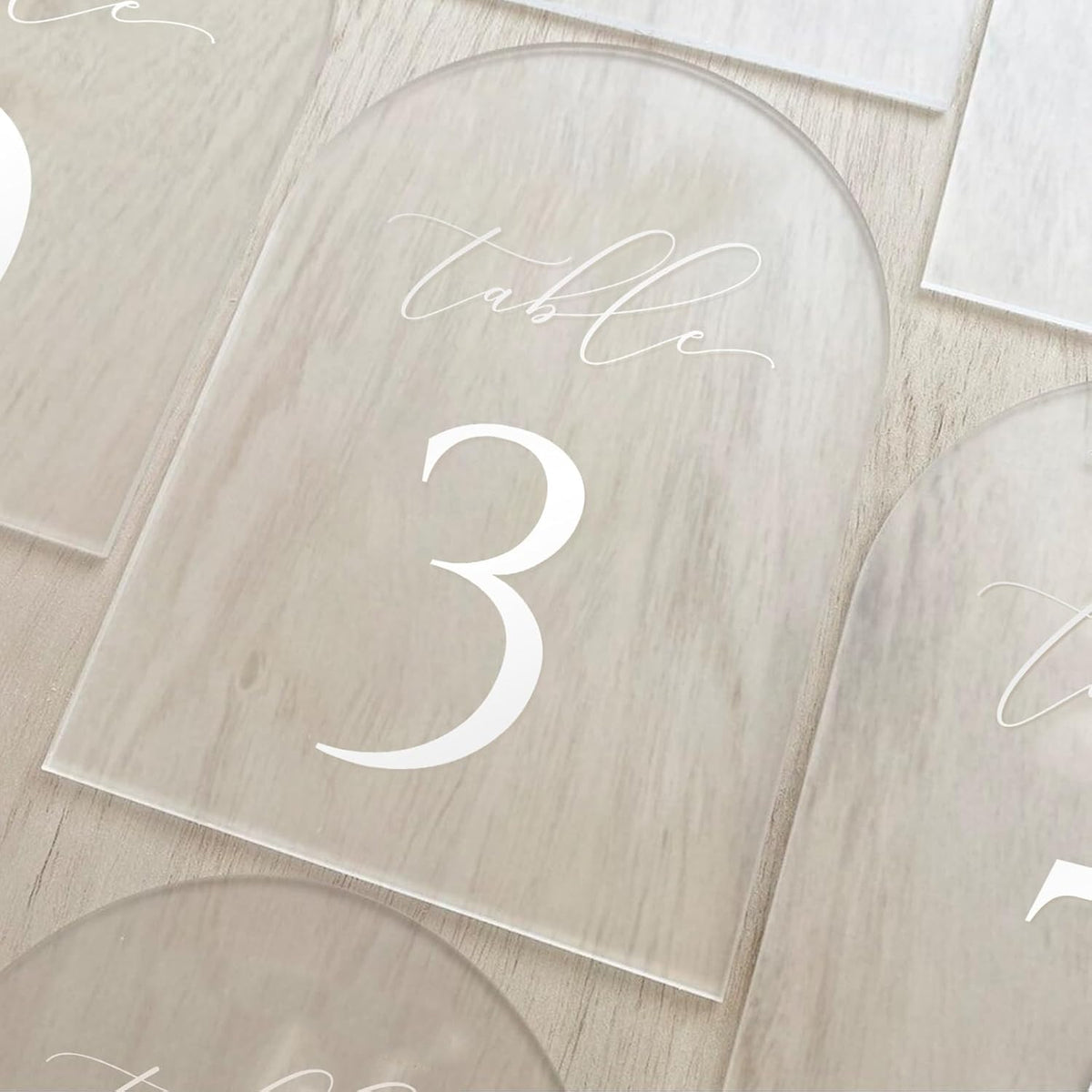 JINMURY Frosted Arch Table Numbers for Wedding, 5x7 Inch Arched Acrylic Table Numbers 1-20 with