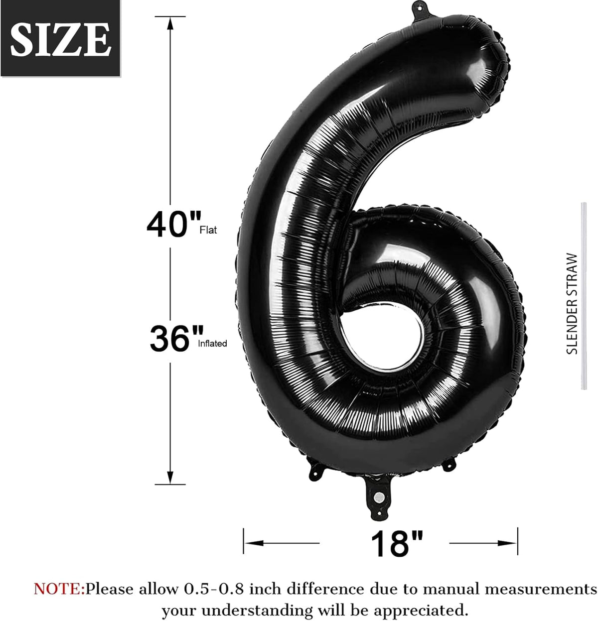 40 Inch Black Number Balloon 0-9(Zero-Nine), Big Size Happy Birthday Balloon, Foil Helium Big
