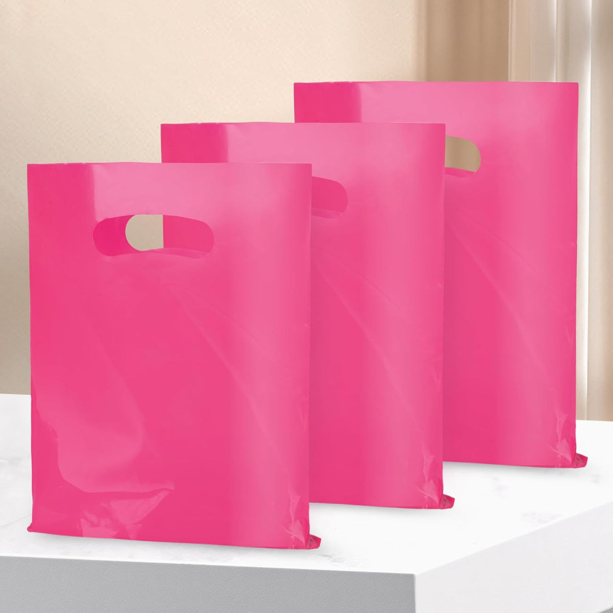 Rose 100 PCS Small Gift Bags, 6"x8" Goodie Party Favor Bags with Handle, Treat Retail Pouches for