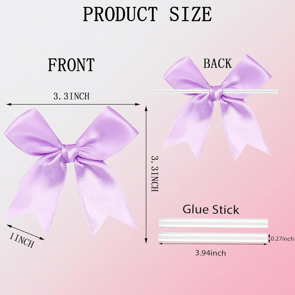 50 PCS Twist Tie Bows Satin Ribbon Bows 3.3 Inch Gift Wrap Bows Craft Bows for Gift Wrapping, Party
