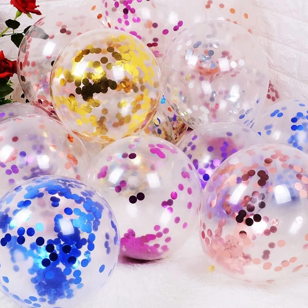 100Pcs Confetti Balloons 12 Inch Colorful Party Balloons Gold Sequin Balloon Set Assorted Color