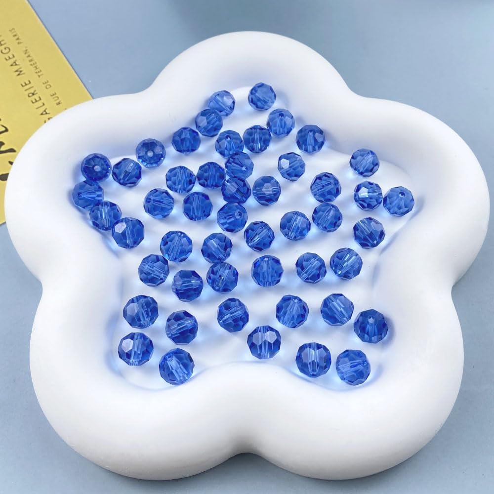 50 PCS 10mm Crystal Glass Beads Round Multiple Faceted Loose Spacer Glass Beads for DIY Handcrafte