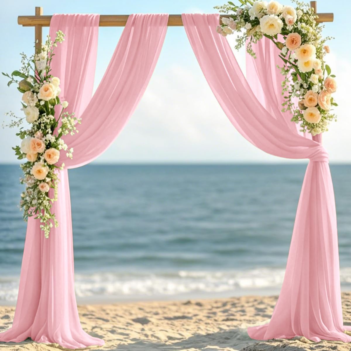 Dusty Rose Elegant Arch Draping Fabric Outdoor 1 Panel 29" × 20Ft Sheer Chiffon Curtain Drapes for