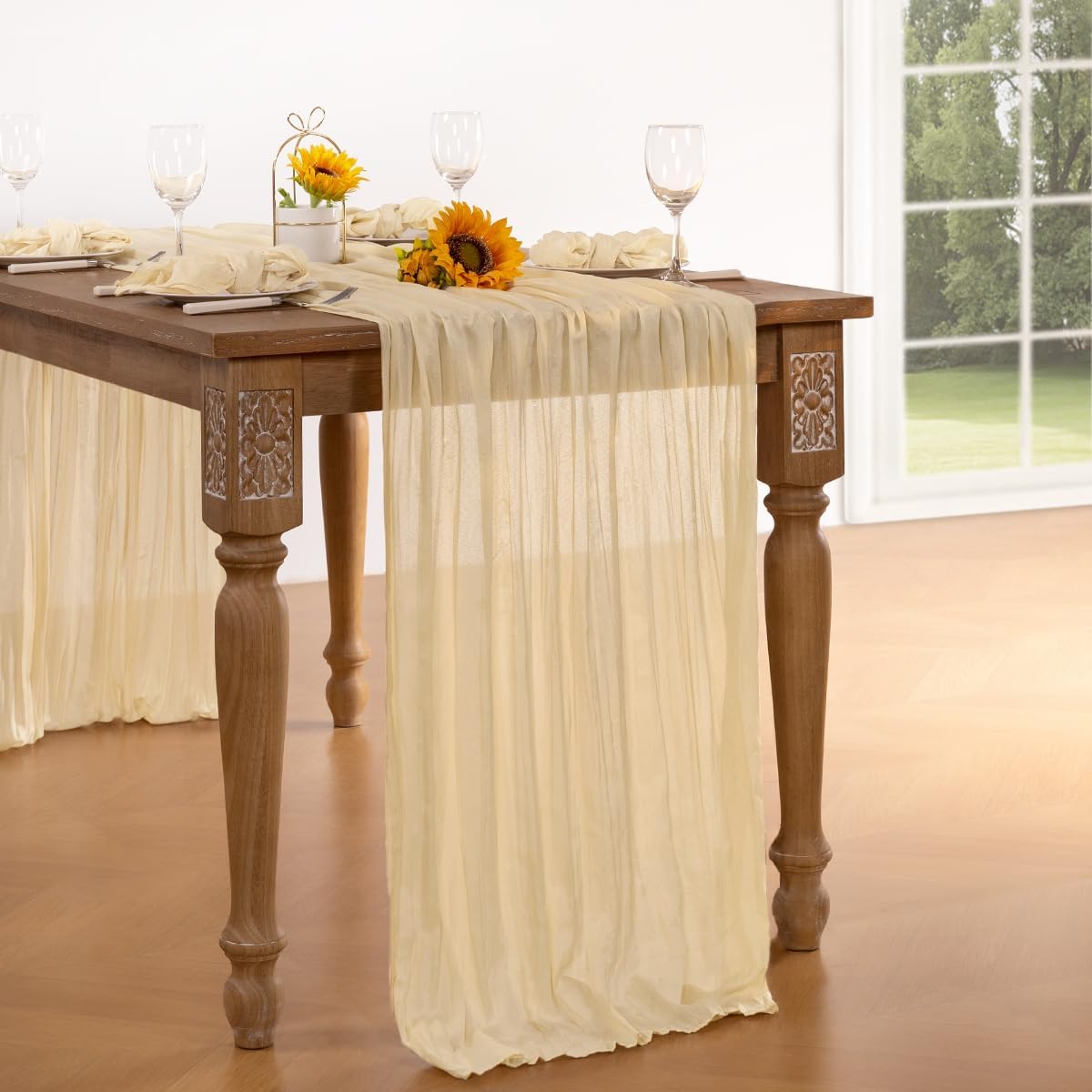 Beige Cheesecloth Table Runner 12 Pack Fall Table Runners 120 Inches Boho Gauze Cream Cheese Cloth