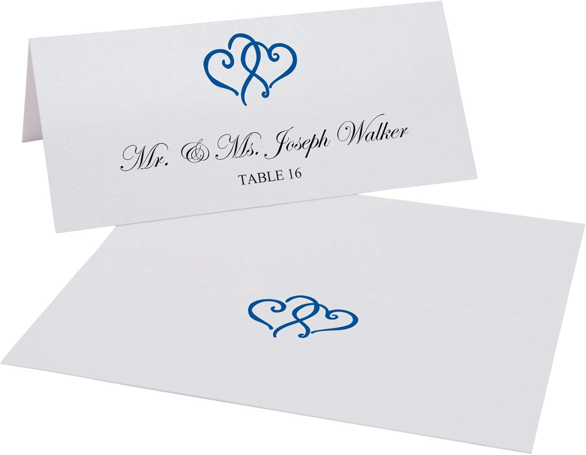 Linked Hearts Printable Place Cards, Royal Blue (Choose Color), Set of 60 (10 Sheets), Laser &