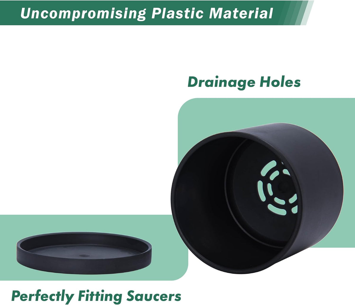 D'vine Dev 4 Pack 4 Inch Modern Plastic Plant Pots, Small Garden Planters for Plant with Drainage