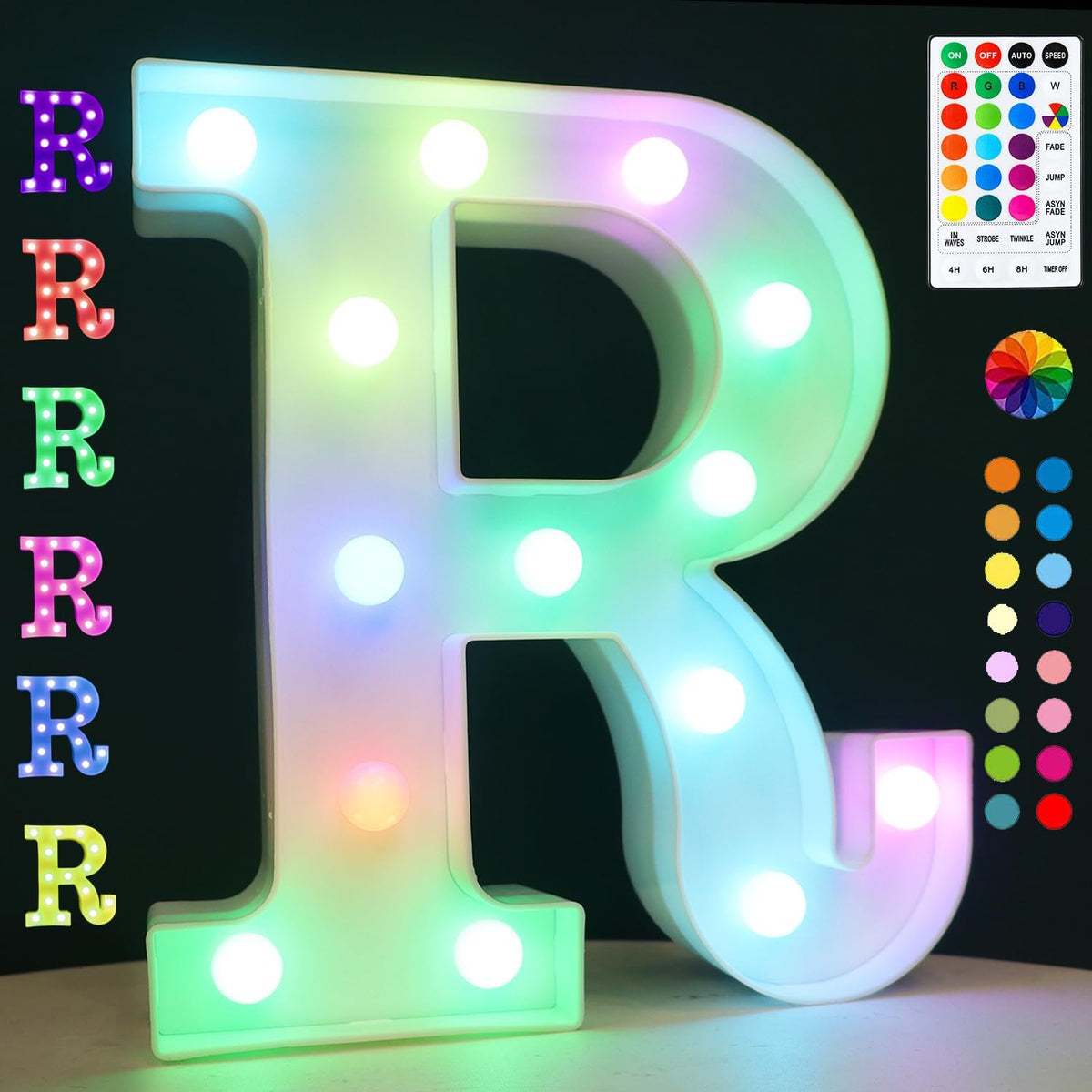 Light Up Colorful LED Marquee Letter lights, 18 Colors Changing Alphabet Letters Sign with Remote