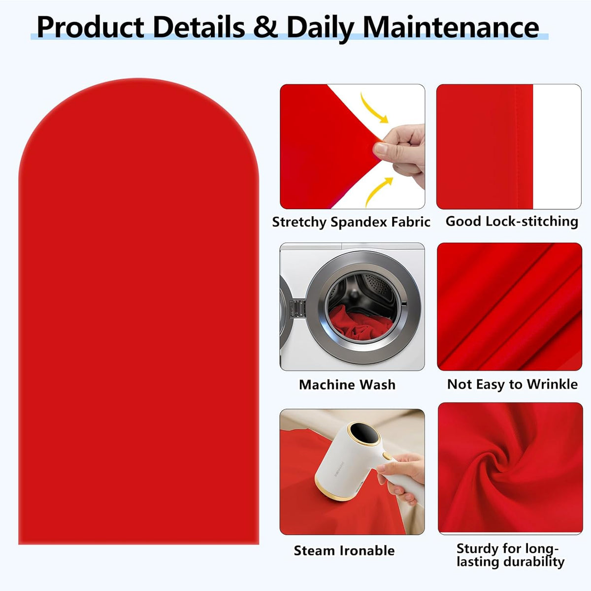 HEMMOTOP Red Arch Cover 7.2 ft (No Arch Backdrop Stand), Spandex Wedding Balloon Stretchy Arch