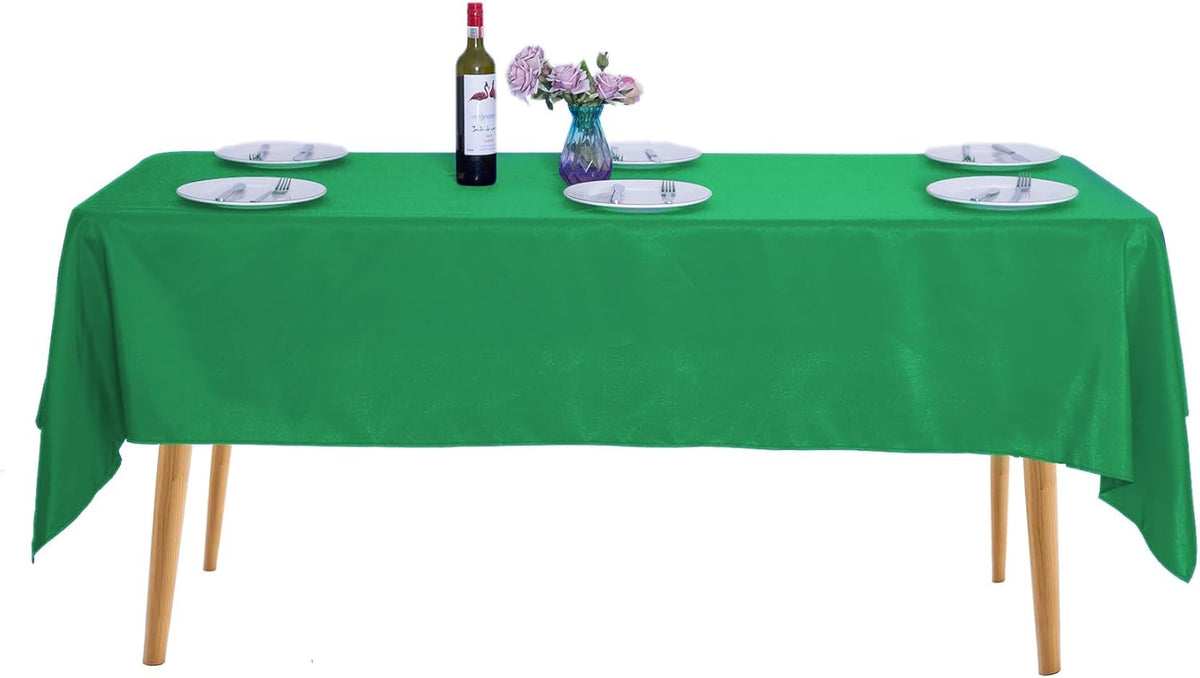 Ascoza 2pack 60x102 Inch Emerald Rectangular Tablecloth 6 Feet Table Cloth in Polyester Fabric for