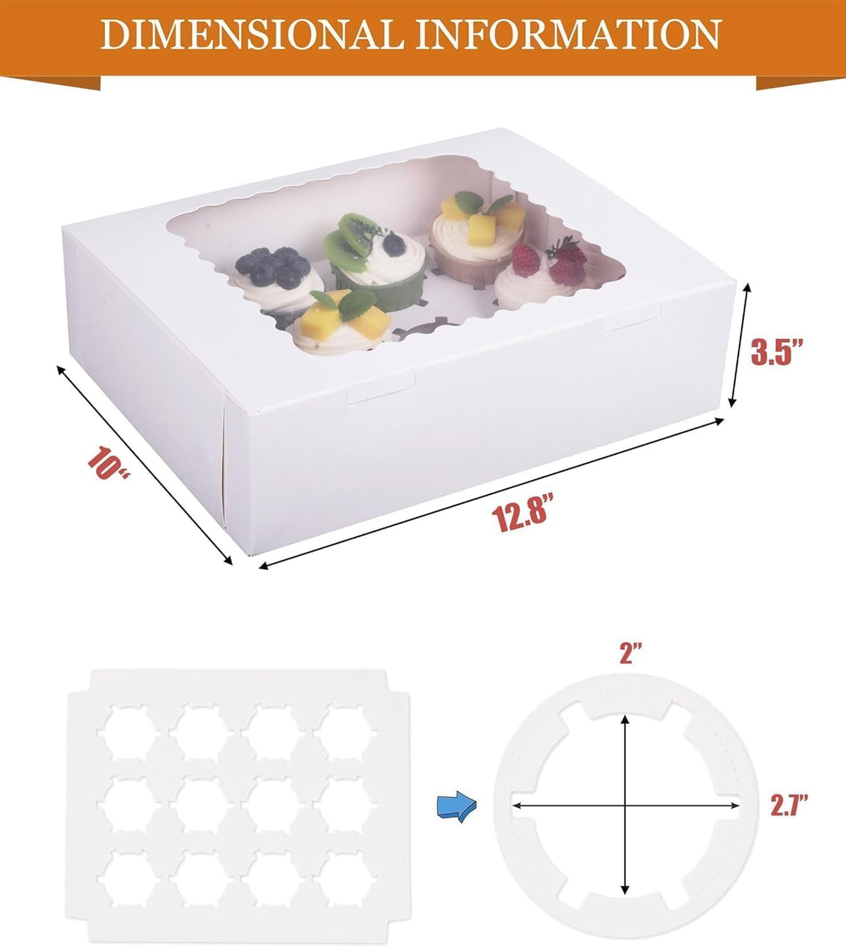 26-Set Cupcake Boxes Hold 12 Standard Cupcakes, Food Grade Cupcake Holders Bakery Carrier Boxes