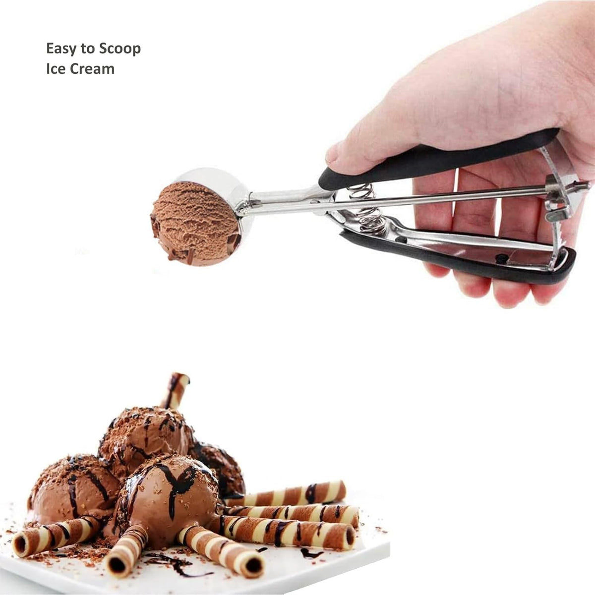 Cookie Scoop Set, 3Pcs Ice Cream Scoop, Cookie Scoops for Baking Set of 3, 18/8 Stainless Steel