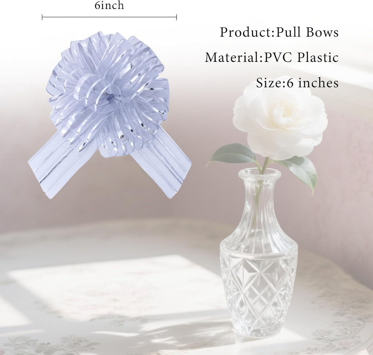 12 Pcs 6 Inch Large Organza Pull Bow Ribbon – Elegant Gift Bows for Wedding Decorations, Christmas