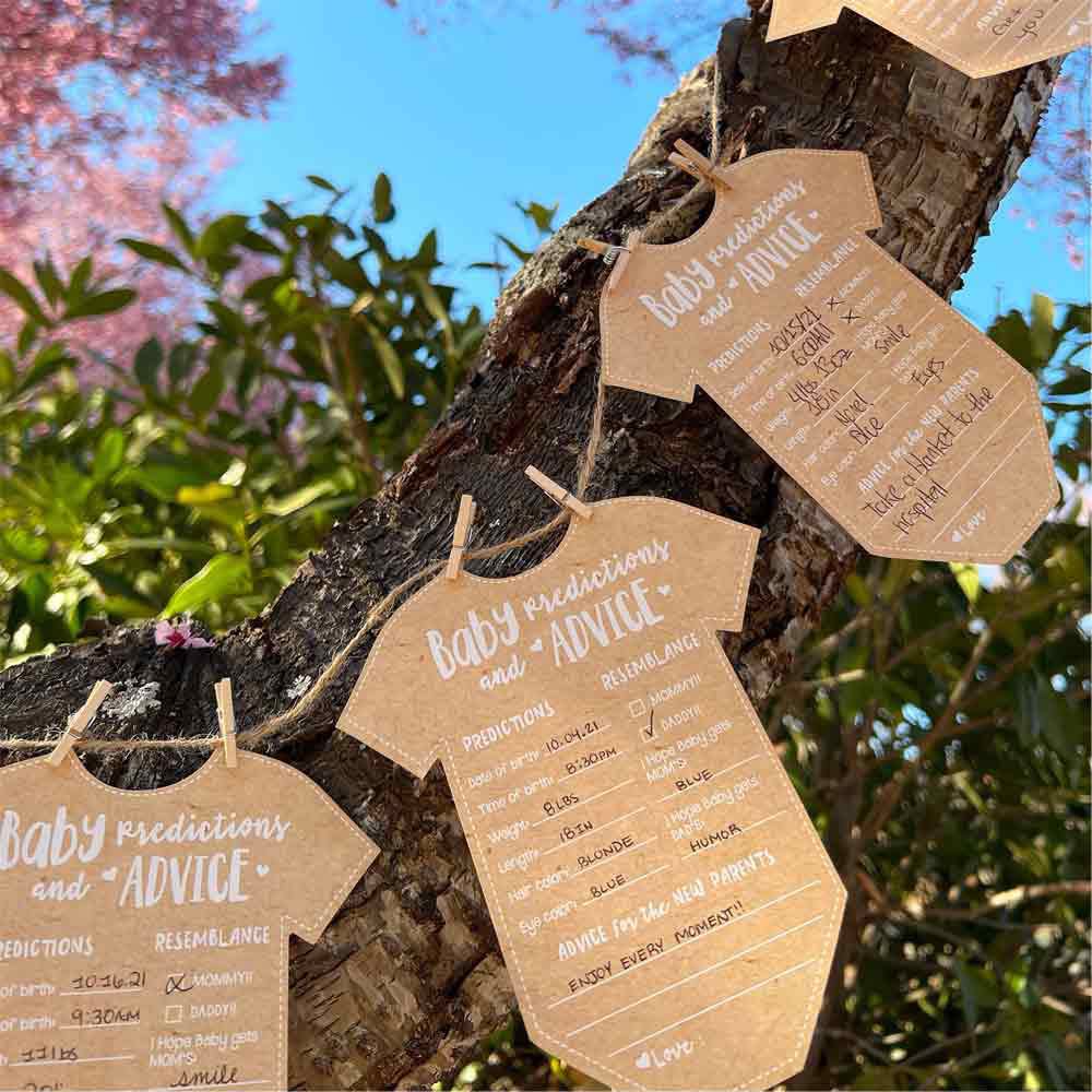 Kate Aspen Baby Predictions for Baby Shower Advice Cards - 50-Count Onesie Shaped Baby Shower Games