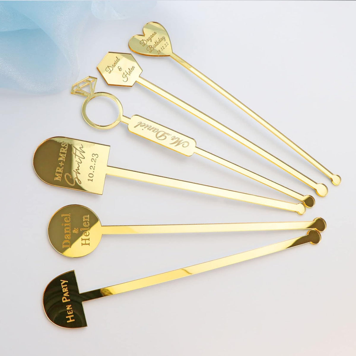 20Pcs Personalized Acrylic Stir Sticks,Custom Cocktail Swizzle Sticks Bar Drinks Mixing Rod for