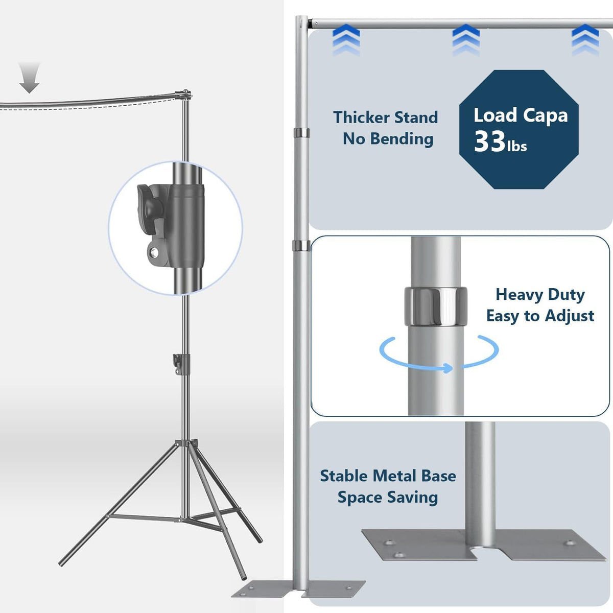 SLOW DOLPHIN 10x 8.6ft Pipe and Drap Backdrop Stand Kit,Heavy Duty Adjustable Frame Backdrop Stand