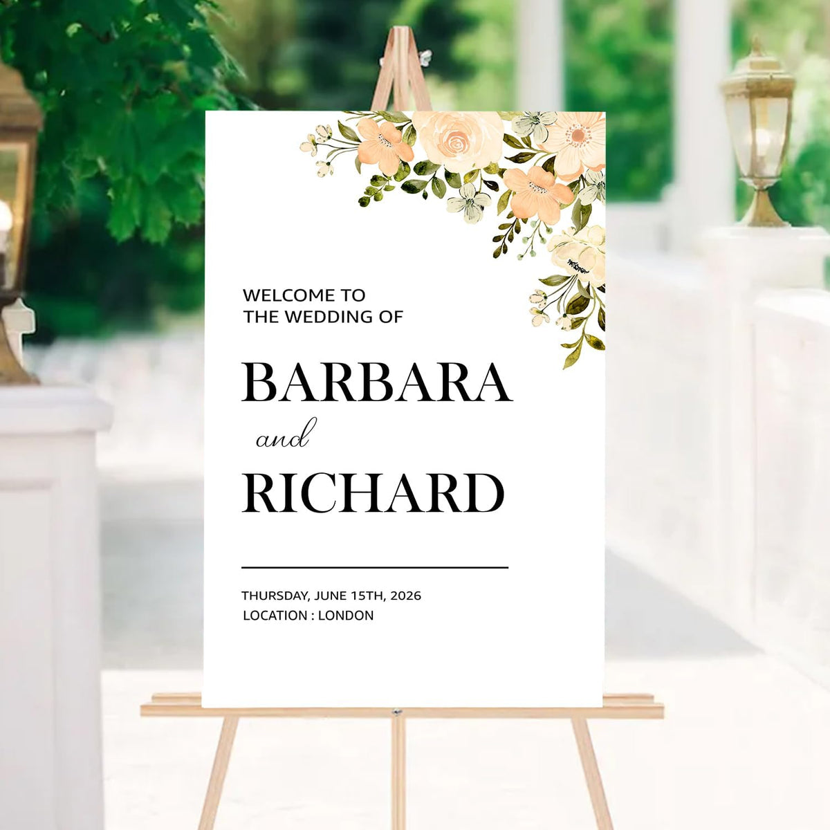 Foliage Editable Wedding Welcome Sign, Party Entrance Template, Printable Welcome Board for